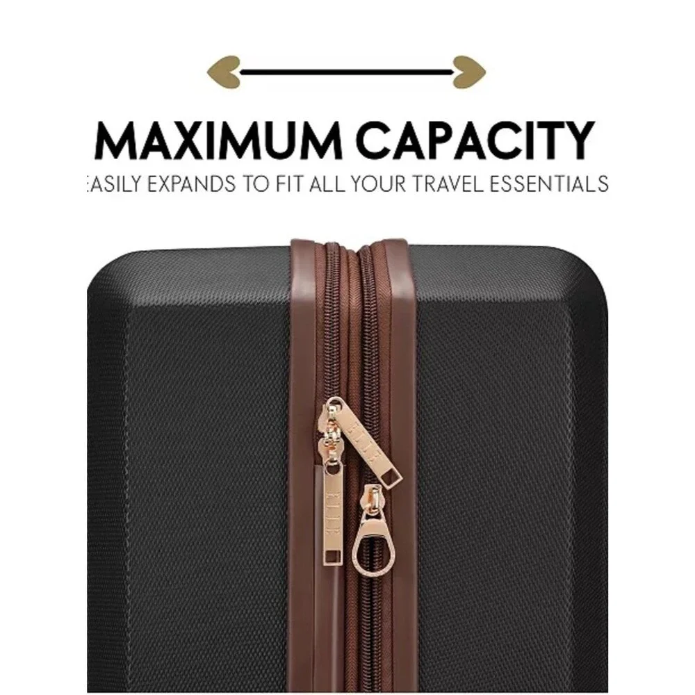 Elle Luxe Journey 1 Piece Expandable Retro Spinner Rolling carry on Luggage